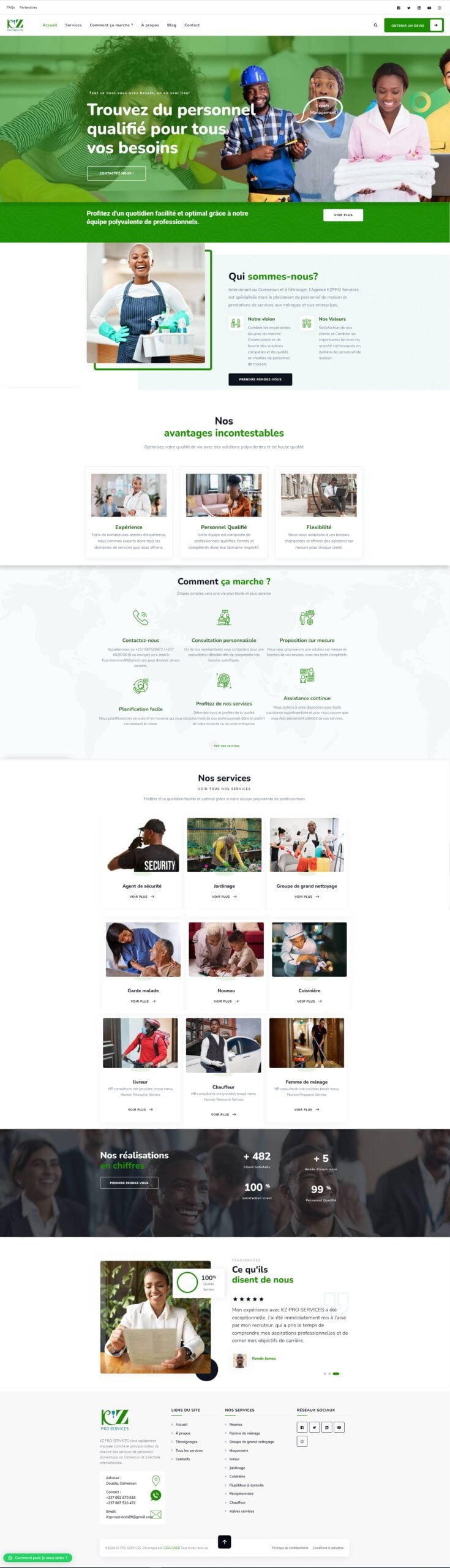 Présentation principale du site de Kzproservices